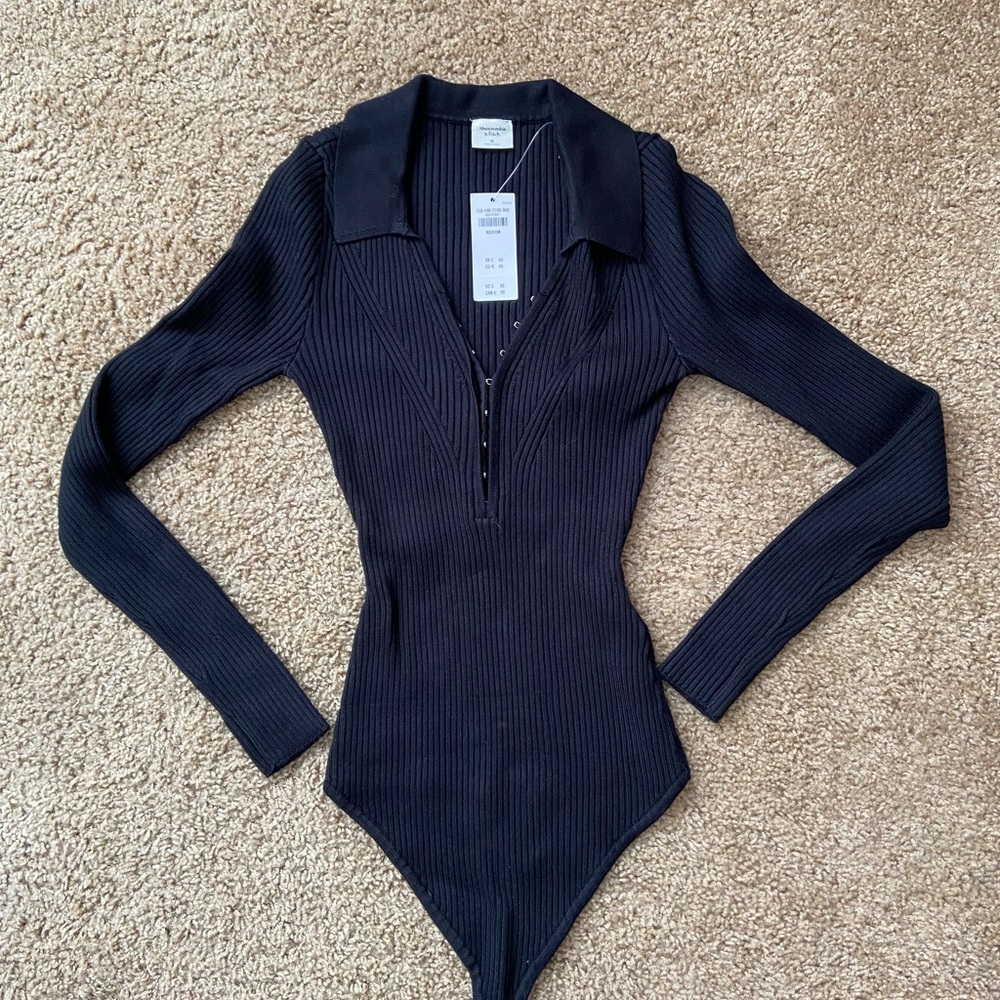 Abercrombie & Fitch Black Ribbed Bodysuit